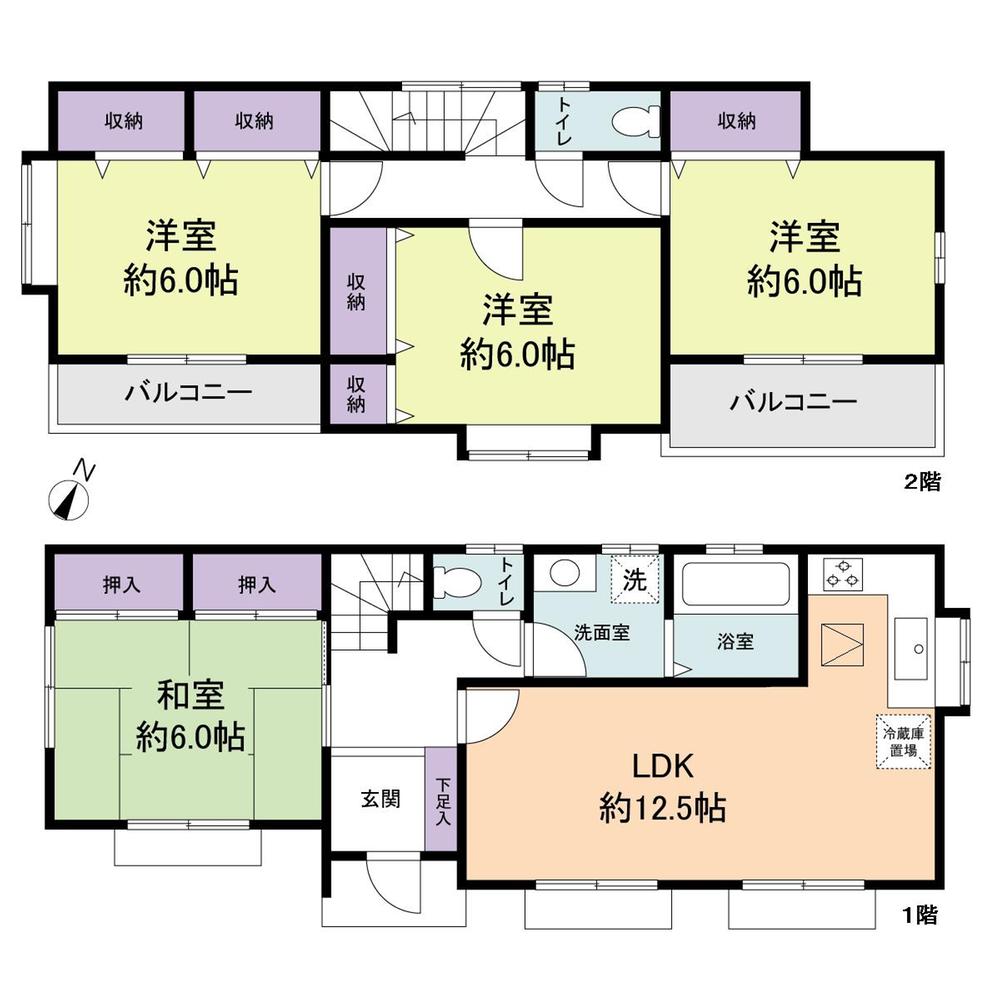 Floor plan. 31,800,000 yen, 4LDK, Land area 110.22 sq m , Building area 93.15 sq m