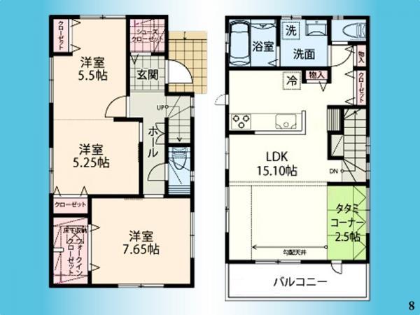 Floor plan. 38,800,000 yen, 3LDK, Land area 100.1 sq m , Building area 90.34 sq m