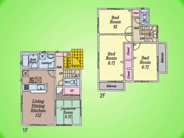 Floor plan. (6 Building), Price 26 million yen, 4LDK, Land area 125 sq m , Building area 108.14 sq m