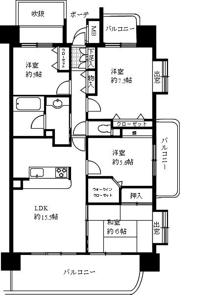 Floor plan. 4LDK, Price 29,800,000 yen, Footprint 85.8 sq m , Balcony area 20.85 sq m