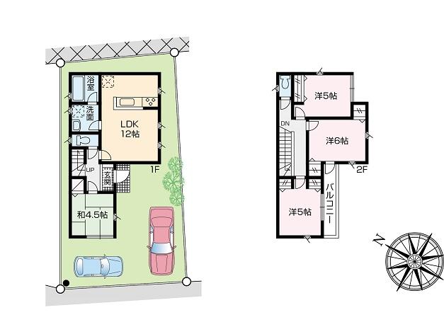 Compartment view + building plan example. Building plan example (7 Building) 4LDK, Land price 22 million yen, Land area 120.73 sq m , Building price 10.8 million yen, Building area 82.81 sq m