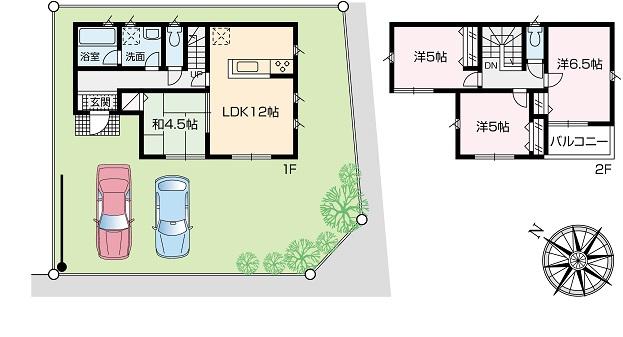 Compartment view + building plan example. Building plan example (11 Building) 4LDK, Land price 24 million yen, Land area 120.28 sq m , Building price 10.8 million yen, Building area 82.81 sq m