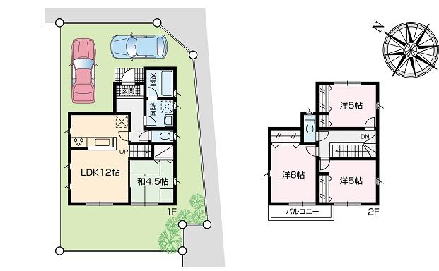 Compartment view + building plan example. Building plan example (12 Building) 4LDK, Land price 20 million yen, Land area 110.58 sq m , Building price 10.8 million yen, Building area 82.81 sq m