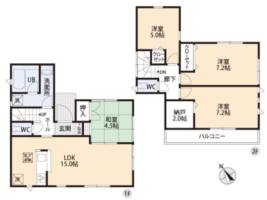 Floor plan. 33,800,000 yen, 4LDK, Land area 114.43 sq m , Building area 88.89 sq m floor plan