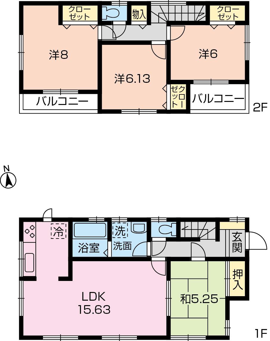 Floor plan. 31,800,000 yen, 4LDK, Land area 100.24 sq m , Building area 99.15 sq m 5 Building floor plan