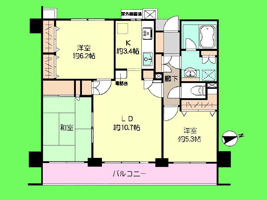 Floor plan. 3LDK, Price 21.5 million yen, Occupied area 71.48 sq m , Balcony area 11.32 sq m