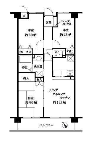 Floor plan. 3LDK, Price 18,800,000 yen, Occupied area 61.55 sq m , Is a floor plan of the balcony area 8.26 sq m easy-to-use 3LDK. The rooms are very clean your.
