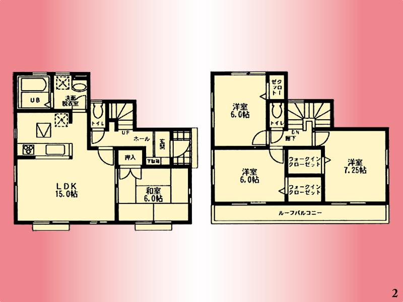 Floor plan. (Building 2), Price 19,800,000 yen, 4LDK, Land area 121.41 sq m , Building area 95.23 sq m