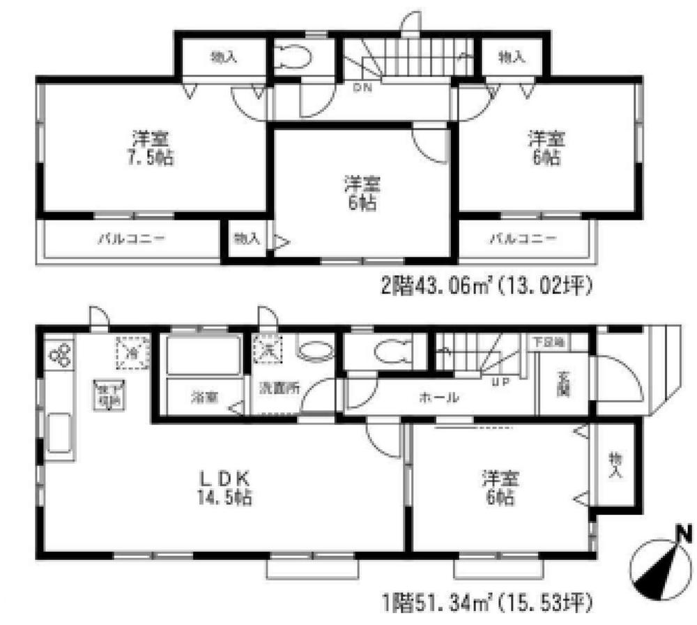 Floor plan. 26,800,000 yen, 4LDK, Land area 115.27 sq m , Building area 94.4 sq m
