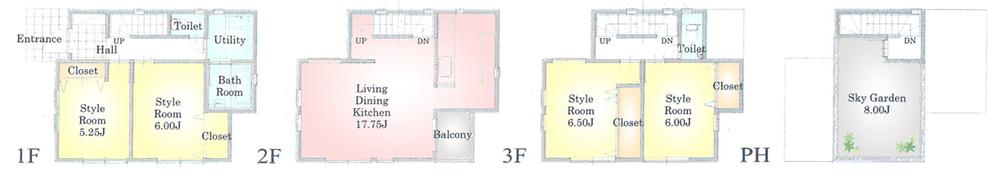 Floor plan. (B), Price 32,800,000 yen, 4LDK+S, Land area 91.83 sq m , Building area 105.98 sq m