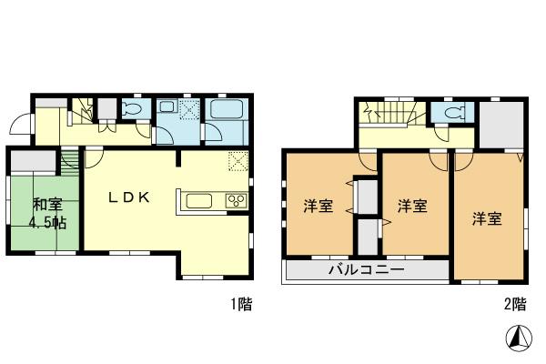 Floor plan. 37.5 million yen, 4LDK + S (storeroom), Land area 173.11 sq m , Building area 95.58 sq m