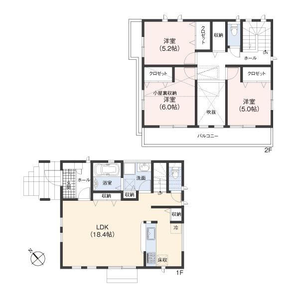 Floor plan. (No.2-4), Price 38,800,000 yen, 3LDK, Land area 101.01 sq m , Building area 90.67 sq m