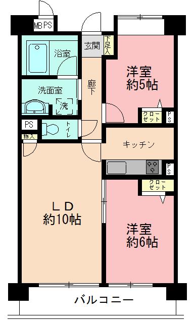 Floor plan. 2LDK, Price 14.8 million yen, Occupied area 55.85 sq m , Balcony area 8.25 sq m