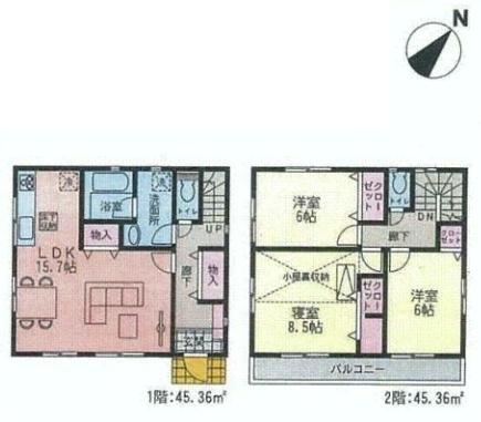 Floor plan. (6), Price 27,800,000 yen, 4LDK, Land area 109.58 sq m , Building area 90.72 sq m