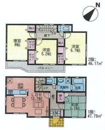 Floor plan. (4), Price 27,800,000 yen, 4LDK, Land area 130.28 sq m , Building area 93.96 sq m