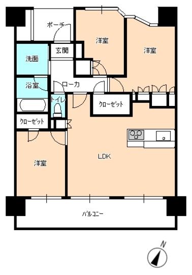 Floor plan. 2LDK, Price 26 million yen, Occupied area 73.73 sq m