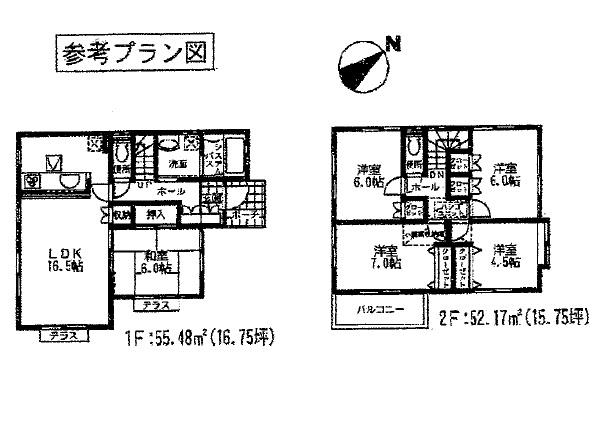 Building plan example (floor plan). Building plan example (No1) 5LDK, Land price 25,800,000 yen, Land area 120.11 sq m , Building price 13 million yen, Building area 107.64 sq m