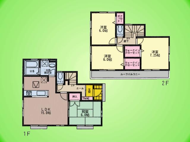Floor plan. (Building 2), Price 19,800,000 yen, 4LDK, Land area 121.41 sq m , Building area 95.23 sq m