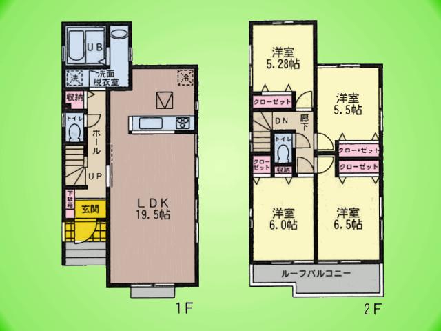 Floor plan. (5 Building), Price 22,800,000 yen, 4LDK, Land area 132.93 sq m , Building area 99.36 sq m