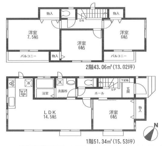 Floor plan. 26,800,000 yen, 4LDK, Land area 115.27 sq m , Building area 94.4 sq m