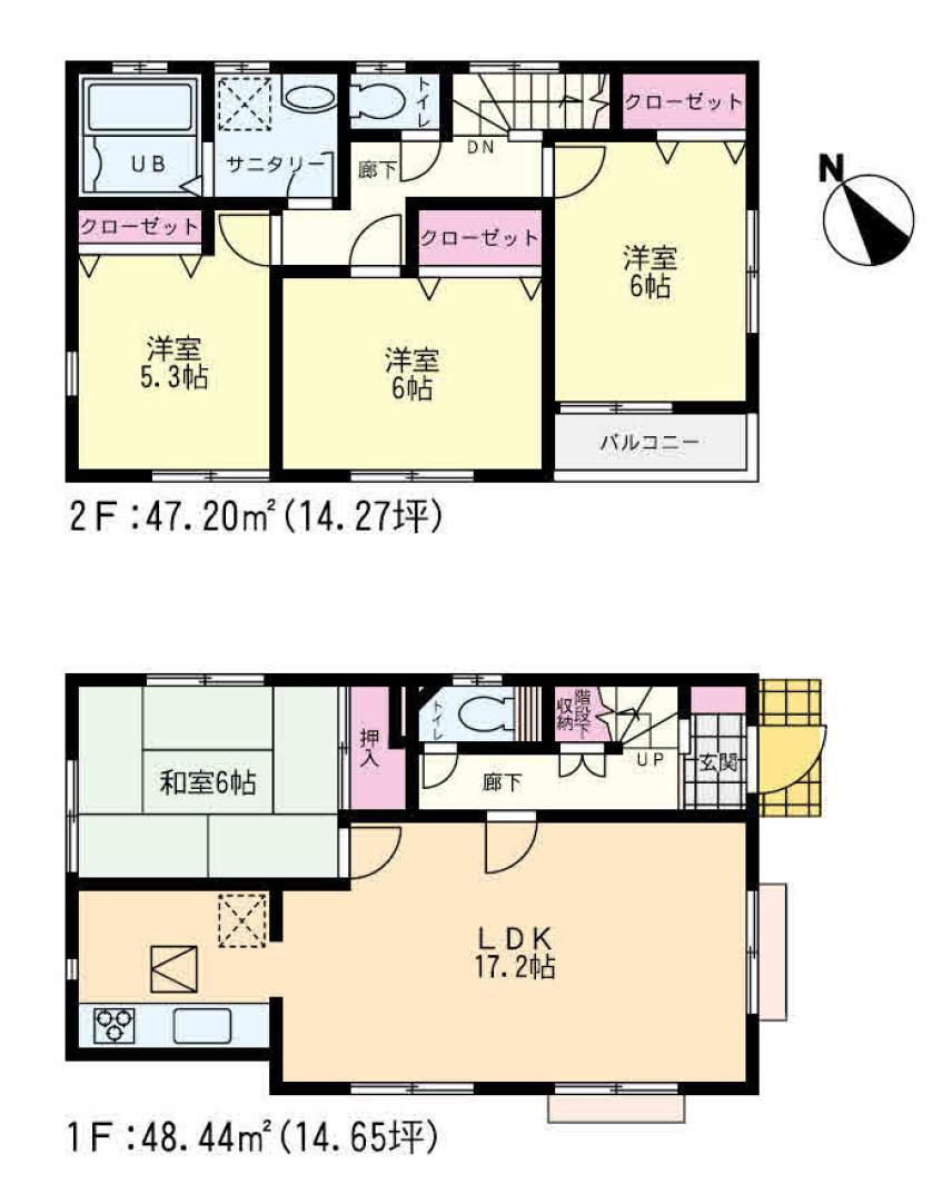 Floor plan. (2), Price 21,800,000 yen, 4LDK, Land area 116.1 sq m , Building area 95.64 sq m