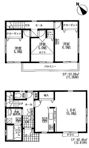 Floor plan. (Kamiyabe 1-chome 6th), Price 23.5 million yen, 3LDK, Land area 100.19 sq m , Building area 79.7 sq m