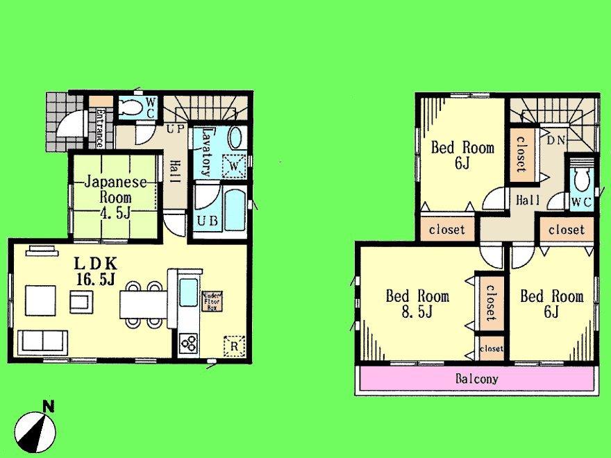Floor plan. (1 Building), Price 26,800,000 yen, 4LDK, Land area 116.14 sq m , Building area 99.63 sq m
