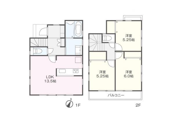 Floor plan. 26,800,000 yen, 3LDK, Land area 76.07 sq m , Building area 75.35 sq m