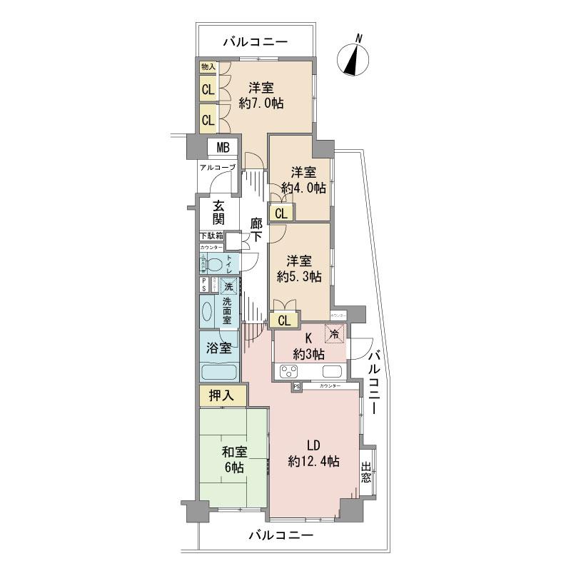 Floor plan. 4LDK, Price 26,800,000 yen, Occupied area 84.07 sq m , Balcony area 30.52 sq m