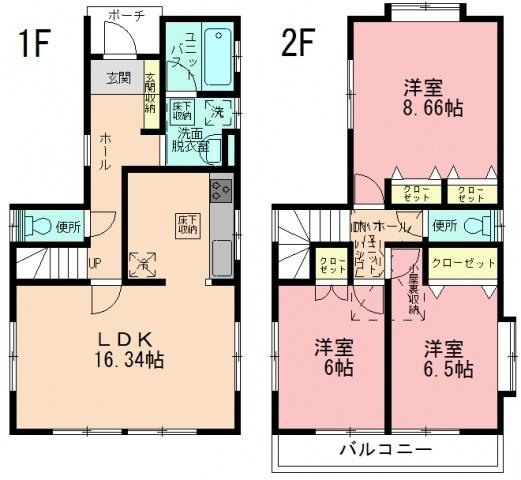 Floor plan. 30,800,000 yen, 3LDK, Land area 92.43 sq m , Building area 90.38 sq m