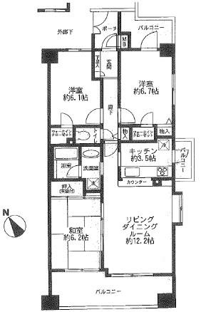 Floor plan. 3LDK, Price 23,900,000 yen, Footprint 74.5 sq m