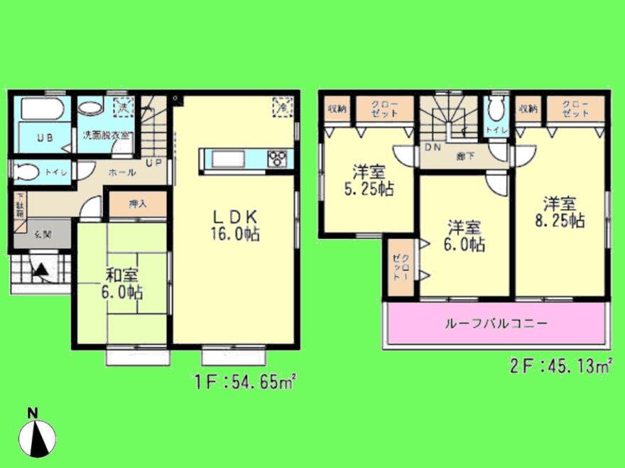 Floor plan. (4 Building), Price 32,500,000 yen, 4LDK, Land area 136.08 sq m , Building area 99.78 sq m