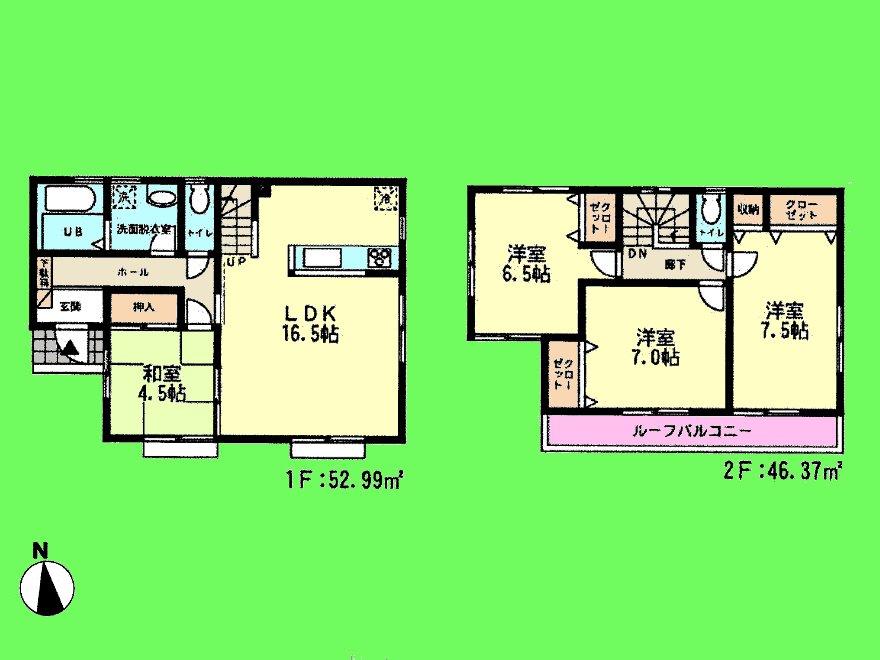 Floor plan. (8 Building), Price 32,500,000 yen, 4LDK, Land area 136.08 sq m , Building area 99.36 sq m