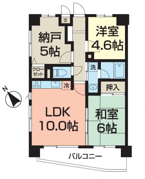 Floor plan. 2LDK+S, Price 14.9 million yen, Occupied area 56.61 sq m , Balcony area 6.66 sq m