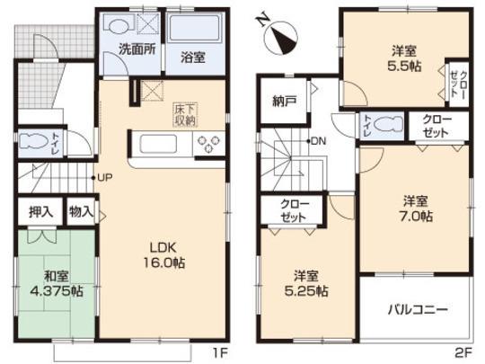 Floor plan. 35,300,000 yen, 4LDK, Land area 109 sq m , Building area 94.6 sq m floor plan