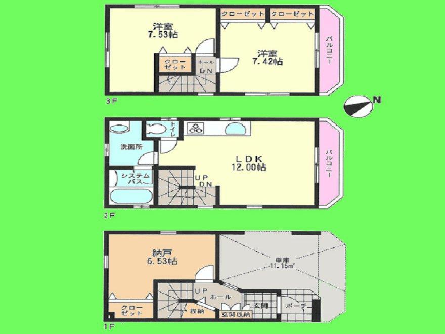Floor plan. 27.5 million yen, 2LDK + S (storeroom), Land area 52.4 sq m , Building area 94.59 sq m