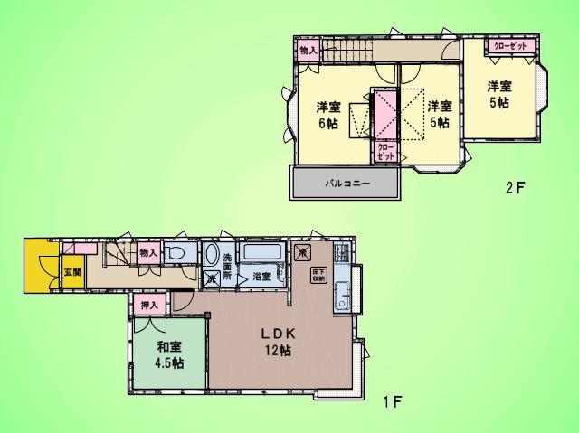 Floor plan. 23.8 million yen, 4LDK, Land area 104.09 sq m , Building area 84.68 sq m