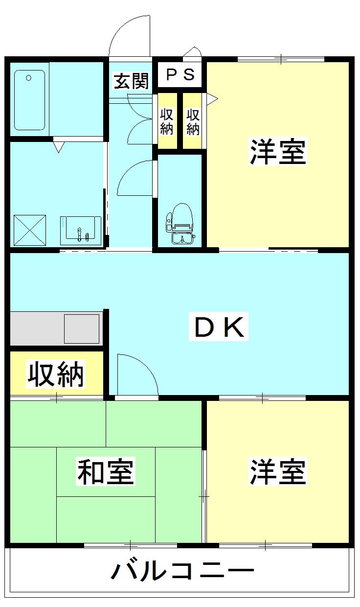 Floor plan. 3DK, Price 7.8 million yen, Occupied area 50.15 sq m , Balcony area 6 sq m