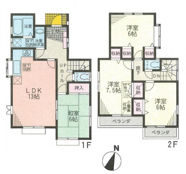 Floor plan. 22.5 million yen, 4LDK, Land area 114.15 sq m , Building area 93.96 sq m