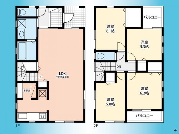 Floor plan. 36,800,000 yen, 4LDK, Land area 102.42 sq m , Building area 103.52 sq m