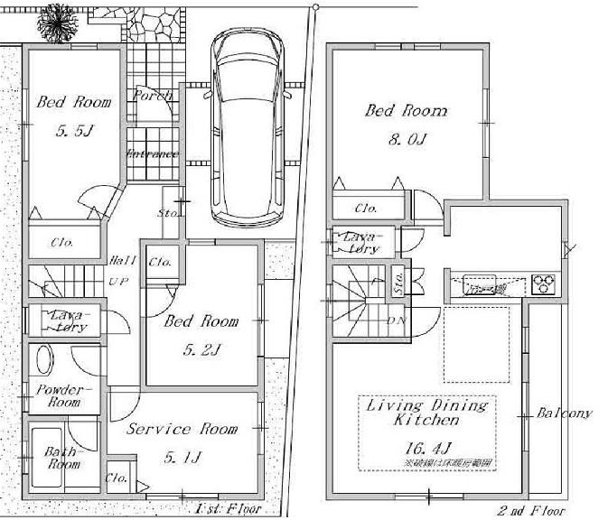 Floor plan. (1 Building), Price 34,800,000 yen, 4LDK, Land area 85.04 sq m , Building area 92.74 sq m