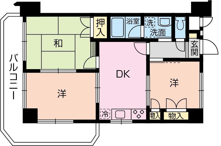 Floor plan. 3DK, Price 6.8 million yen, Occupied area 46.01 sq m , Very bright floor plan there is a lighting surface on the balcony area 9.73 sq m each room.