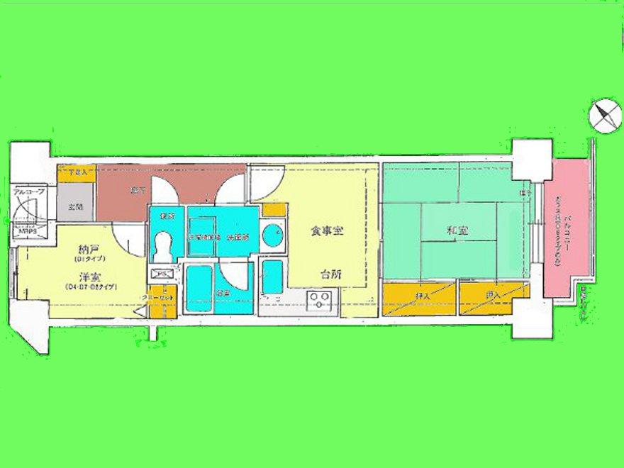 Floor plan. 2DK, Price 7.5 million yen, Occupied area 42.54 sq m , Two places closet of large-capacity on the balcony area 3.67 sq m Japanese-style room!
