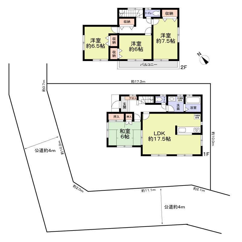 Floor plan. 37,800,000 yen, 4LDK, Land area 182.62 sq m , Building area 105.98 sq m