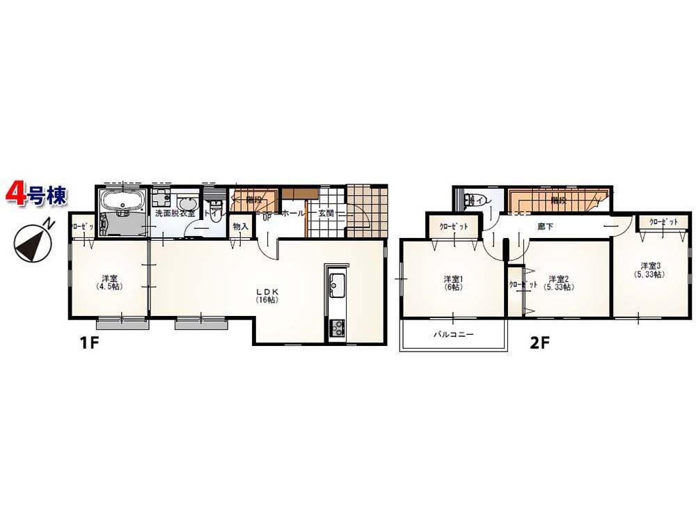 Floor plan. (4 Building), Price 27 million yen, 4LDK, Land area 167.69 sq m , Building area 90.88 sq m