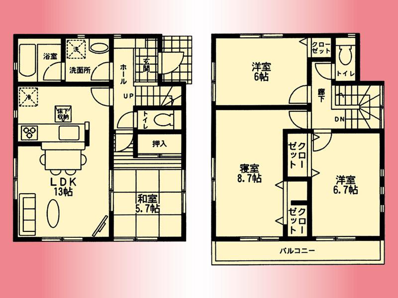 Floor plan. 19,800,000 yen, 4LDK, Land area 96.9 sq m , Building area 92.33 sq m