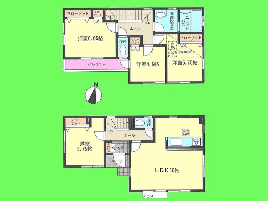 Floor plan. 24,800,000 yen, 4LDK, Land area 79.87 sq m , Building area 92.74 sq m