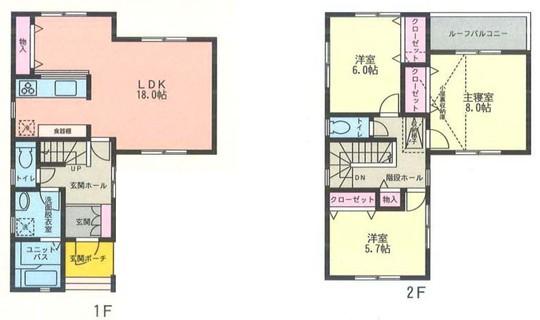 Floor plan. 29,800,000 yen, 3LDK, Land area 127.99 sq m , Building area 96.04 sq m