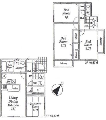 Floor plan. (6 Building), Price 26 million yen, 4LDK, Land area 125 sq m , Building area 108.14 sq m