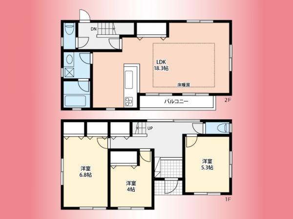 Floor plan. 24,800,000 yen, 3LDK, Land area 134.88 sq m , Building area 98.53 sq m